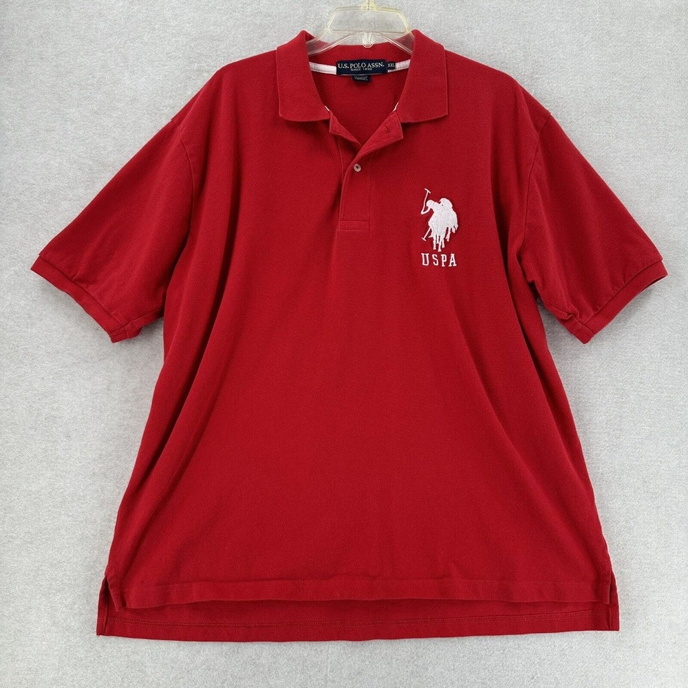 US POLO ASSN Shirt‎ USPA Red Polo Rugby Shirt Big Pony Mens XXL